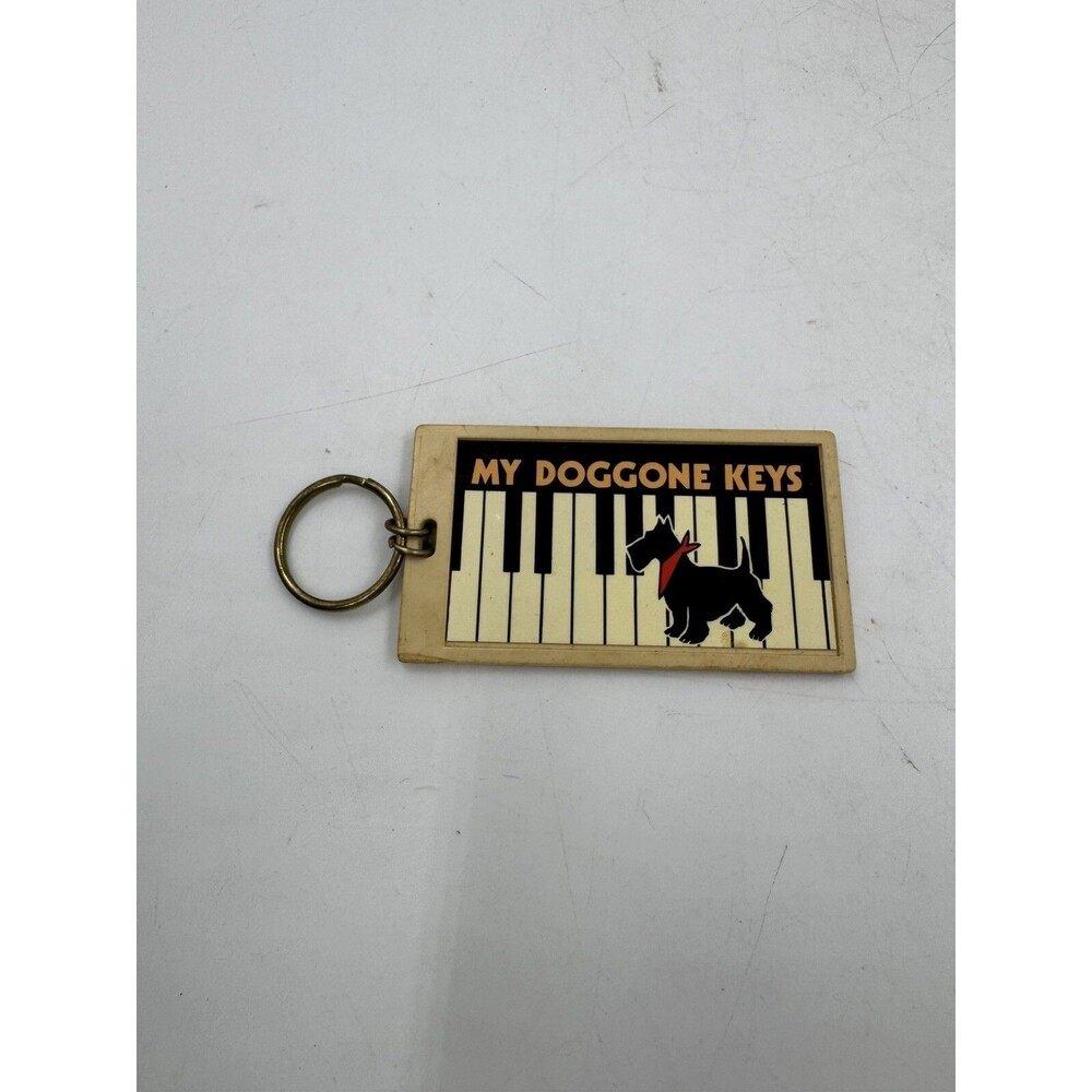Vintage Plastic MY DOGGONE KEYS Keyring Piano Scottis Terrier Key Finder Service